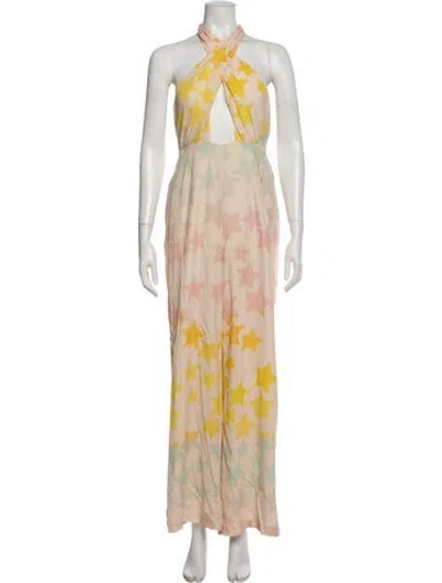 Pre-owned Mara Hoffman Printed Halterneck Jumpsuit In Yellow