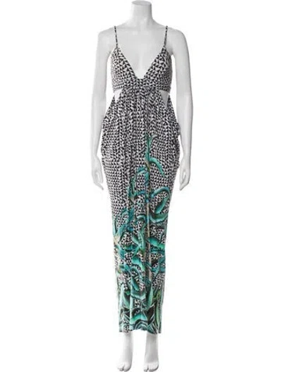 Pre-owned Mara Hoffman Printed Long Dress In Black