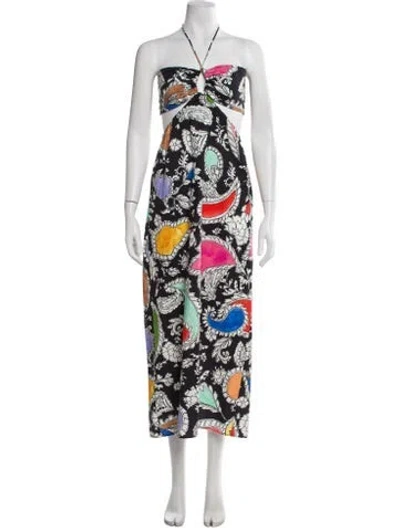 Pre-owned Mara Hoffman Printed Long Dress In Black
