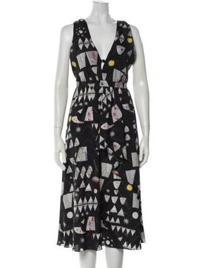Pre-owned Mara Hoffman Printed Long Dress In Black