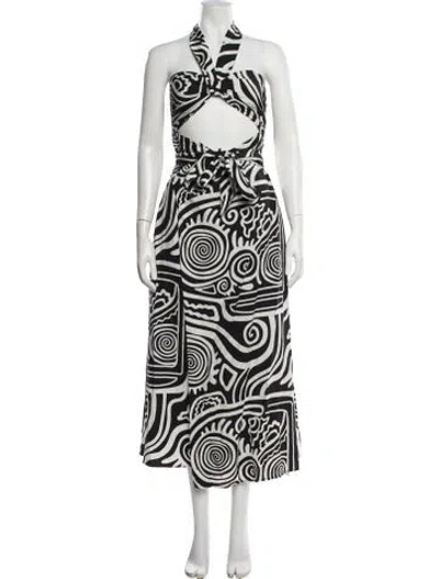 Pre-owned Mara Hoffman Printed Long Dress In Black