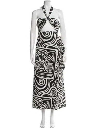 Pre-owned Mara Hoffman Printed Long Dress In Black/white