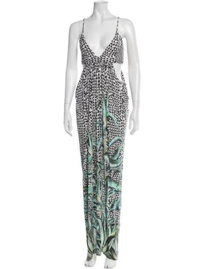 Pre-owned Mara Hoffman Printed Long Dress In Black/white
