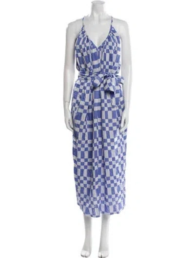 Pre-owned Mara Hoffman Printed Long Dress In Blue