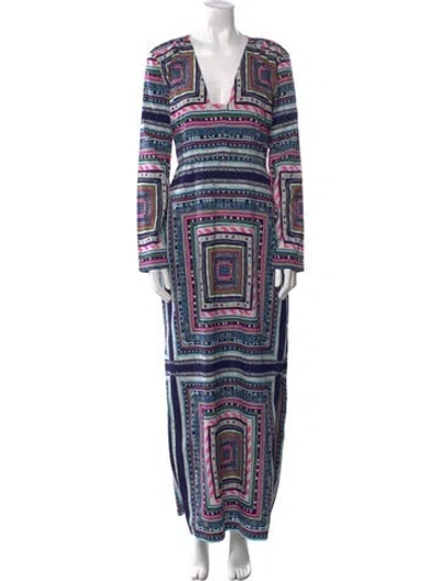Pre-owned Mara Hoffman Printed Long Dress In Blue