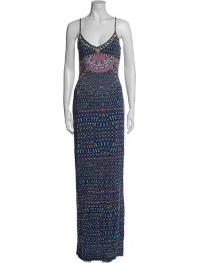 Pre-owned Mara Hoffman Printed Long Dress In Blue