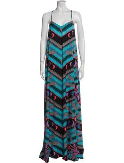 Pre-owned Mara Hoffman Printed Long Dress In Blue