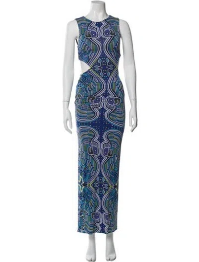 Pre-owned Mara Hoffman Printed Long Dress In Blue