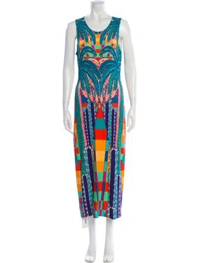 Pre-owned Mara Hoffman Printed Long Dress In Blue