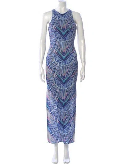 Pre-owned Mara Hoffman Printed Long Dress In Blue