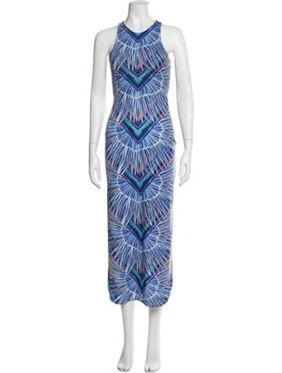 Pre-owned Mara Hoffman Printed Long Dress In Blue