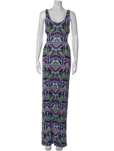 Pre-owned Mara Hoffman Printed Long Dress In Blue