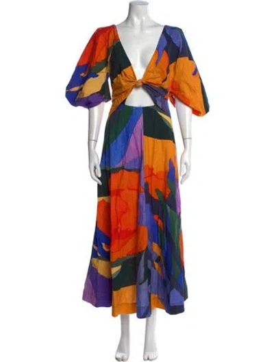 Pre-owned Mara Hoffman Printed Long Dress In Blue
