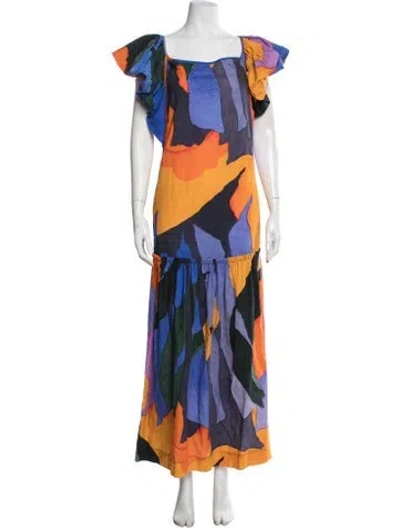 Pre-owned Mara Hoffman Printed Long Dress In Blue