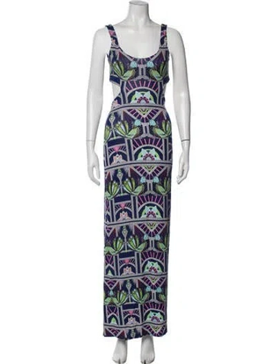 Pre-owned Mara Hoffman Printed Long Dress In Blue