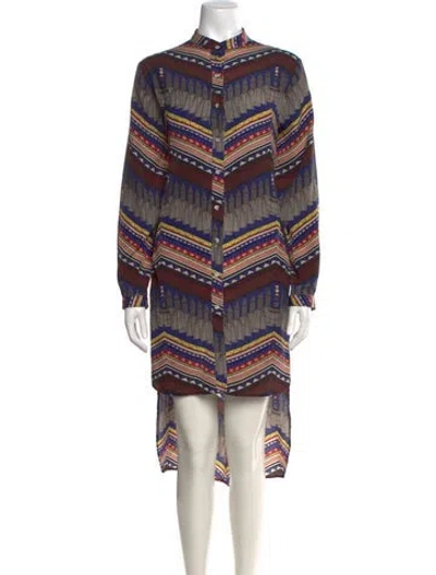 Pre-owned Mara Hoffman Printed Long Dress In Brown