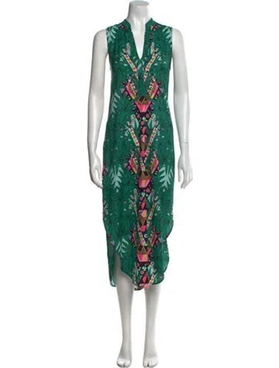 Pre-owned Mara Hoffman Printed Long Dress In Green