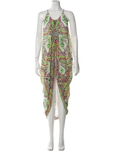 Pre-owned Mara Hoffman Printed Long Dress In Green