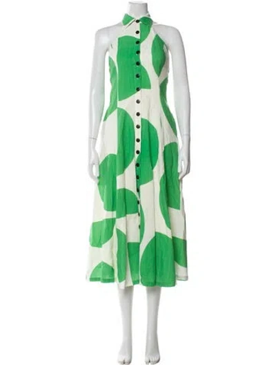 Pre-owned Mara Hoffman Printed Long Dress In Green