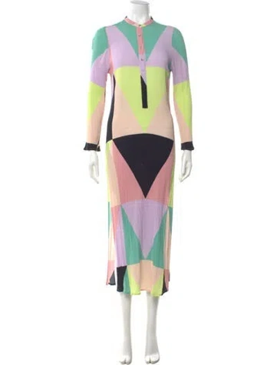 Pre-owned Mara Hoffman Printed Long Dress In Green