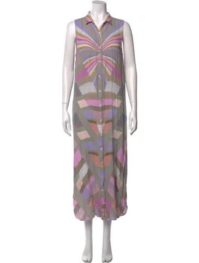 Pre-owned Mara Hoffman Printed Long Dress In Green