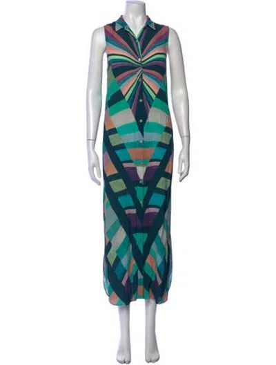 Pre-owned Mara Hoffman Printed Long Dress In Green