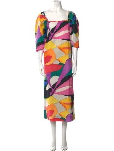 Pre-owned Mara Hoffman Printed Long Dress In Neutral