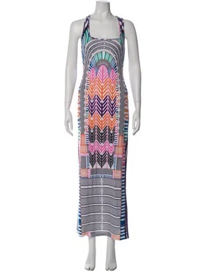 Pre-owned Mara Hoffman Printed Long Dress In Orange