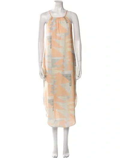 Pre-owned Mara Hoffman Printed Long Dress In Orange