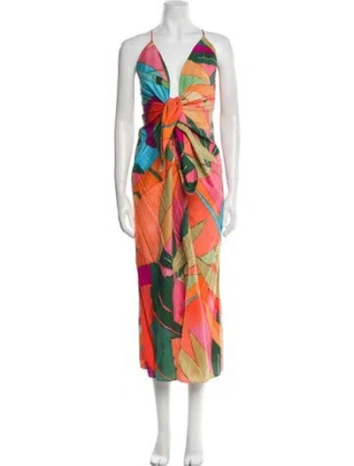 Pre-owned Mara Hoffman Printed Long Dress In Orange
