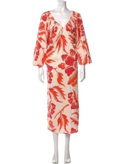 Pre-owned Mara Hoffman Printed Long Dress In Orange