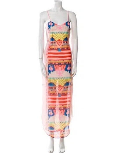 Pre-owned Mara Hoffman Printed Long Dress In Pink