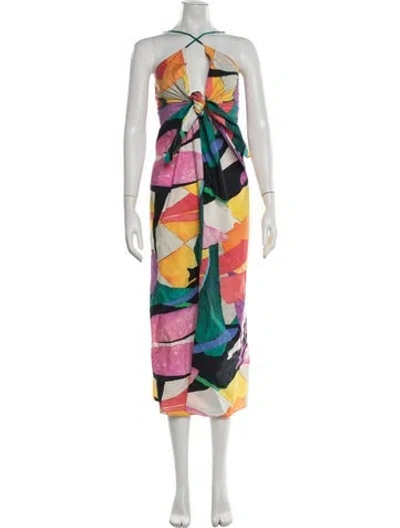 Pre-owned Mara Hoffman Printed Long Dress In Pink