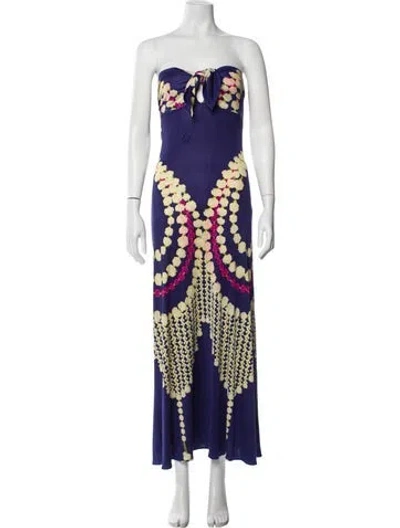 Pre-owned Mara Hoffman Printed Long Dress In Purple