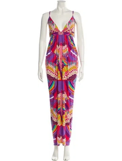 Pre-owned Mara Hoffman Printed Long Dress In Purple