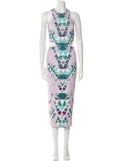 Pre-owned Mara Hoffman Printed Long Dress In Purple