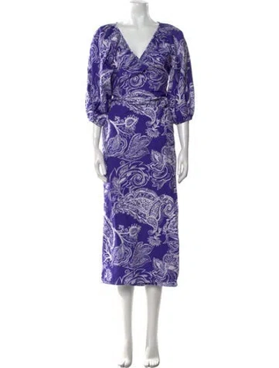 Pre-owned Mara Hoffman Printed Long Dress In Purple