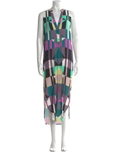Pre-owned Mara Hoffman Printed Long Dress In Purple
