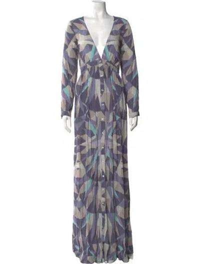Pre-owned Mara Hoffman Printed Long Dress In Purple