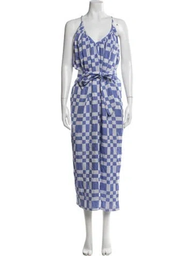 Pre-owned Mara Hoffman Printed Long Dress In Purple