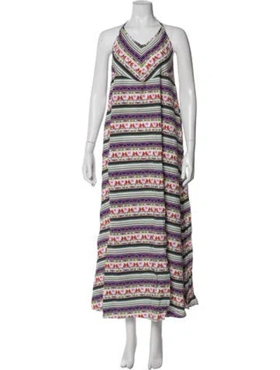 Pre-owned Mara Hoffman Printed Long Dress In Purple