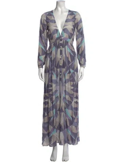 Pre-owned Mara Hoffman Printed Long Dress In Purple