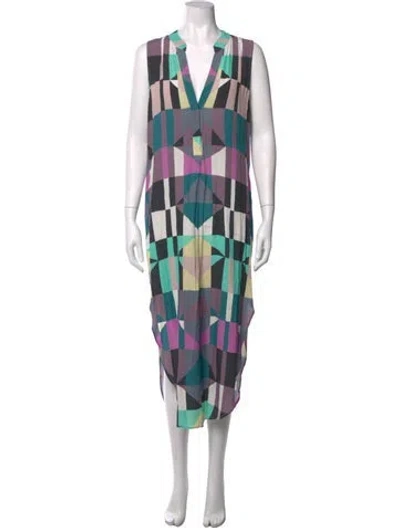Pre-owned Mara Hoffman Printed Long Dress In Purple