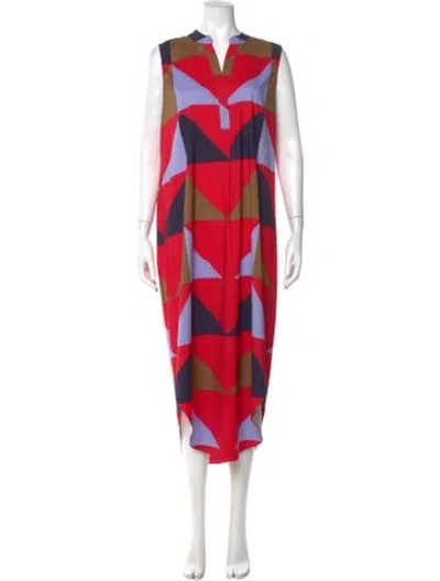 Pre-owned Mara Hoffman Printed Long Dress In Red