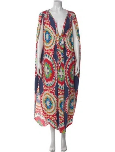 Pre-owned Mara Hoffman Printed Long Dress In Red