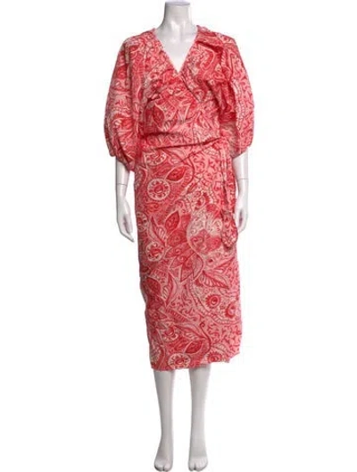 Pre-owned Mara Hoffman Printed Long Dress In Red