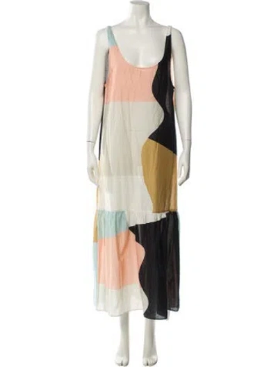 Pre-owned Mara Hoffman Printed Long Dress In White