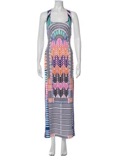 Pre-owned Mara Hoffman Printed Long Dress In White