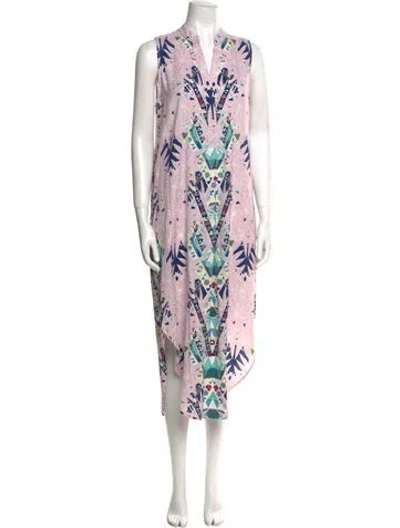 Pre-owned Mara Hoffman Printed Long Dress In White
