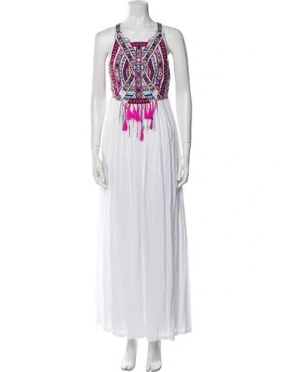 Pre-owned Mara Hoffman Printed Long Dress In White